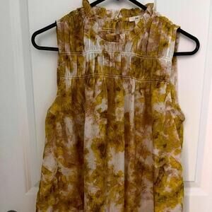 Joie Summer Porcelain Smocked Neck Sleeveless Top